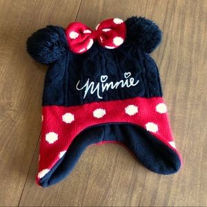 Disney Minnie Mouse Earflap Hat Size 2T-5T
